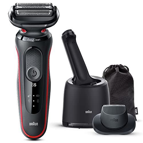 ブラウン 電気シェーバー シリーズ5 洗浄機付き 電動 髭剃り メンズ 【Amazon.co.jp限定】 51-R7200cc-V レッド キワゾリトリマー 防水設計 充電式 コードレス ディープキャッチ網刃 画像1