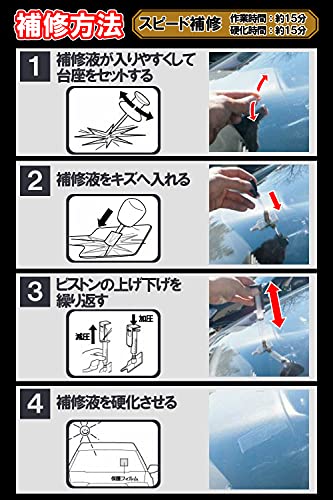 カーメイト(CARMATE) 車用 ガラス キズ 修理 器具フルセット 【 ヒビ 割れ 飛び石 傷 スピード 補修】プロ ウインドリペア システムセット フロントガラス ウインドガラス PS300 中間 画像