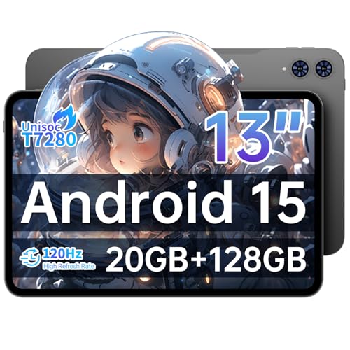 TECLAST T65 13 インチ タブレット 120Hz 画面リフレッシュレート,タブレット Android 15, 20GB RAM+128GB ROM, T7280 (T620) プロセッサ Tablet, SIM カード対応, 3.5mm イヤホンジャック, 大画面で学習・ワークに最適 画像1