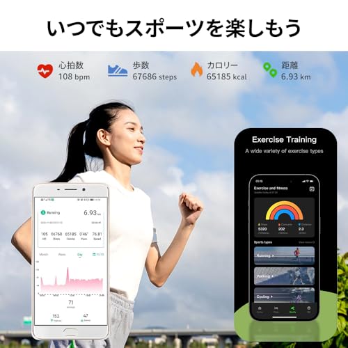 OKUYOSHI スマートリング ワイヤレス充電 健康管理 リモートカメラ 睡眠分析 完全防水 6サイズ 心拍数監視/SpO2測定/歩数/カロリー/生理周期予測 Iphone&Android対応 ブラック27号 中間 画像