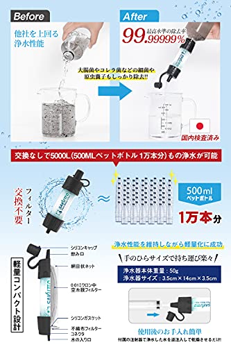 SAKUTTO 携帯浄水器 防災グッズ 浄水器 濾過器 アウトドア 【日本正規品】TBS冒険少年・脱出島で紹介 中間 画像