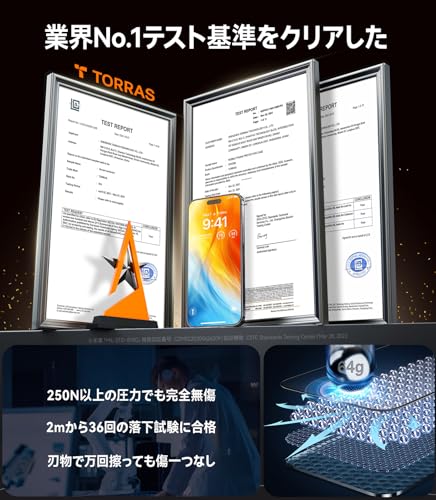 TORRAS 強化ガラス For iPhone 16 ガラスフィルム For iphone15 フィルム 航空宇宙ガラス 米軍規格 さらさら 指紋防止 全面保護 イチラクガイド枠 10倍強化極細縁 貼り付け簡単 9H越え 携帯落下/破損防止 飛散防止 2枚 いphone16 /15 用 保護フィルム GlassGo Ultra(ガラスゴー・ウルトラ) 最後 画像