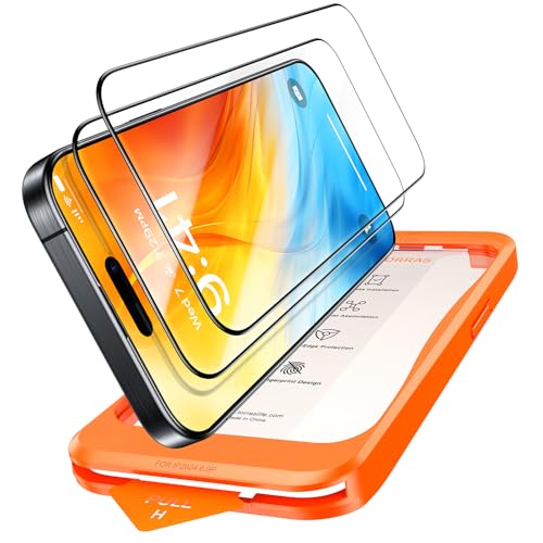 TORRAS 強化ガラス For iPhone 16 ガラスフィルム For iphone15 フィルム 航空宇宙ガラス 米軍規格 さらさら 指紋防止 全面保護 イチラクガイド枠 10倍強化極細縁 貼り付け簡単 9H越え 携帯落下/破損防止 飛散防止 2枚 いphone16 /15 用 保護フィルム GlassGo Ultra(ガラスゴー・ウルトラ) 画像1