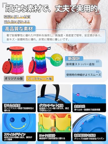 BTtime 折りたたみ椅子 伸縮式 アウトドアチェア 折り畳み式 キャンプ椅子 キャンプスツール 軽量 防水 持ち手付き 持ち運び便利 1秒開閉可能 耐荷重200KG 釣り/観戦/花火大会/屋内/屋外用（ブラック） 中間 画像