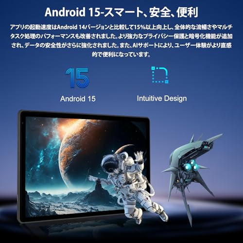 タブレット - FancyDay Android 15 タブレット 10インチ wi-fi6モデル 24GB+128GB+1TB拡張 8コアCPU 1280*800画面 Widevine L1対応 Bluetooth5.4 WiFi 6 5000mAhバッテリー 5MP/8MPカメラ 顔認識 キーボード+ワイヤレスマウス+保護ケース+タッチペン+ヘッドフォン付 最後 画像