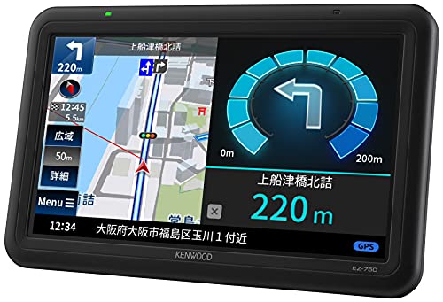 ケンウッド ポータブルナビ 7インチ EZ-750 2021年モデル ワンセグチューナー 衛星測位システム&3Dセンサーによる高精度自車位置精度 SD再生対応 12V-24V対応 KENWOOD 画像1