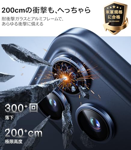 TORRAS For iPhone 17 Pro カメラ保護 iPhone 17 Pro Max 用 カメラカバー 「48MPをそのまま守る」米軍MIL規格 宇宙航空材料 アンチグレア 曇り防止 黒縁取り 1セット For いPhone17pro カメラカバー いPhone17promax 用 レンズフィルム ディープブルー LensGuard 中間 画像
