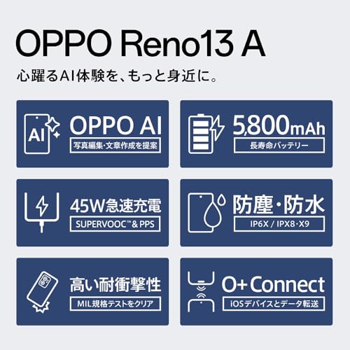 【発売記念BOX Enco Buds3 Proセット】 OPPO Reno13 A アイスブルー【日本正規代理店品】SIMフリー 中間 画像