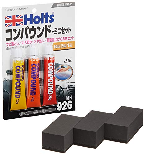 Holts(ホルツ) 補修用品 MH633 コンパウンドオールインワンセット(MH926 本体 チューブタイプ 3本セット(粗目/細目/極細) 各25g & スポンジ 3個セット) 【Amazon.co.jp限定】 画像1