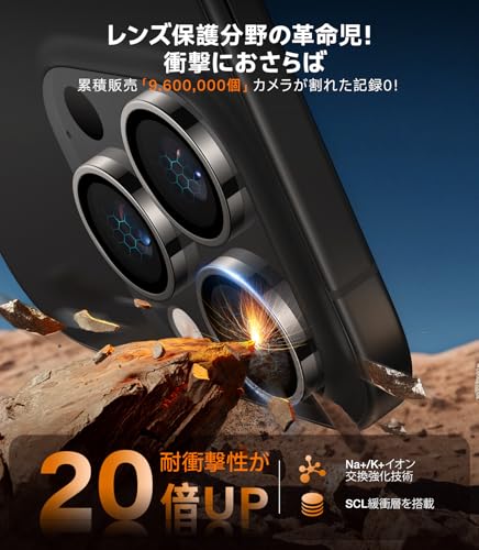 TORRAS iPhone 15 Pro 用 カメラフィルム iPhone 15 Pro Max 用 カメラフィルム 【宇宙航空材料・元のまま再現】 強化ガラス 黒縁取り 1セット アイフォン15プロ・15プロマックス用カメラカバー ブルー LensGuard 中間 画像