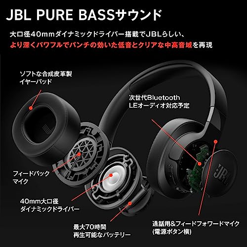 JBL TUNE 770NC ワイヤレスヘッドホン オーバーイヤー ノイズキャンセリング アプリ対応 マルチポイント 40mmドライバー (ブラック) 中間 画像
