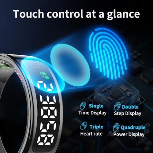 スマートリング、スポーツリング、スマートディスプレイ、ワイヤレス充電、5〜7日間のバッテリー寿命、5 ATM防水、Android 5.1およびiOS 8.0と互換性あり、ユニセックス (ブラック, 11) 最後 画像