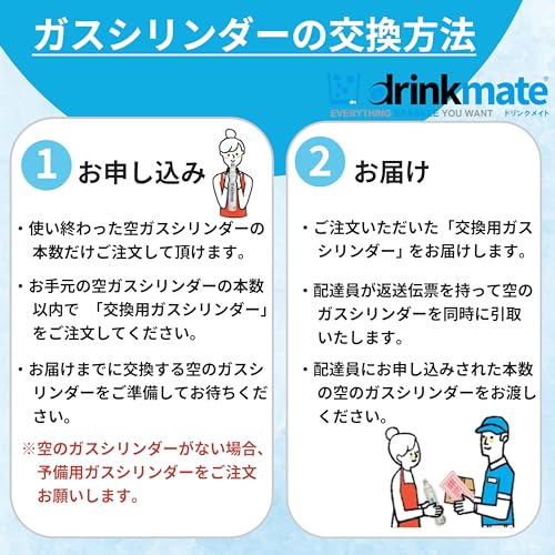 【ドリンクメイト公式 Shop 】142L アタッチメント付 交換用マグナムガスシリンダーDRMLC906【※購入数量と同じ数量の空になったガスボンベの同時回収が必要】 最後 画像