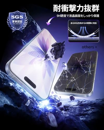 NIMASO ガラスフィルム iPhone 17 用 強化ガラス 液晶 保護フィルム 耐衝撃 高透過率 指紋防止 貼りやすい ガイド枠付き 2枚セット いPhone17（6.3インチ）対応 DSP25F1698 最後 画像