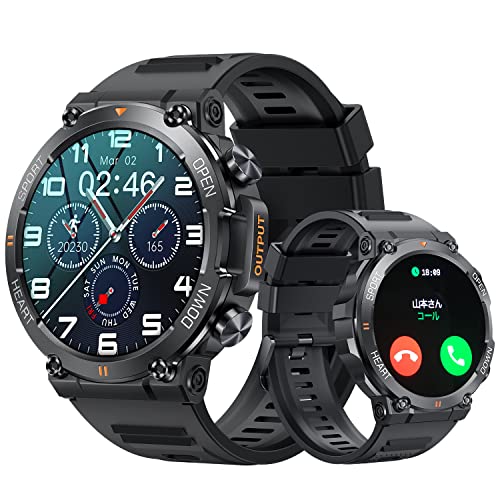 スマートウォッチ 【2025新登場 1.39インチ大画面 軍用規格 Bluetooth通話機能】 音楽再生 スポーツウォッチ 耐衝撃 キズ防止 Bluetooth5.2 腕時計 100+運動モード 280+文字盤DIY 400mAh長持ちバッテリー 電卓 振動ON/OFF GPS運動記録 歩数計 着信/LINEなどアプリ通知 IP68防水 ミニゲーム iPhone アンドロイド対応 日本語説明書 1枚目 画像