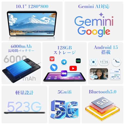 【タブレット 10インチ Wi-Fiモデル】TABWEE Android15 タブレット 12GB+128GB+2TB拡張、アンドロイド15 tablet、Type-C充電 6000mAh 軽量、GMS認証+GPS+OTG、1280*800 TDDI Incell IPS画面、2.4G&5G WiFi/Bluetooth5.0 児童守護/無線投影/画面分割/オンライン授業/日本語説明書 最後 画像