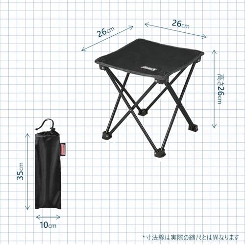 Coleman(コールマン) コンパクトトレッキングスツール ブラック 2000021982 アウトドア キャンプ 公園 収納ケース付き レジャー 屋外 椅子 持ち運び ベランダ オットマン 最後 画像