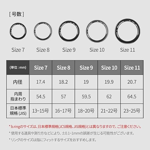 b.ring スマートリング ブリング 健康管理 睡眠管理 最大7日間持続 Android iPhone対応 専用アプリ 超軽量 IP68 防水 歩数計 日本語取扱説明書/磁気充電ケーブル付き/シルバー US11号(日本基準23〜25号/内周64.5mm) 中間 画像