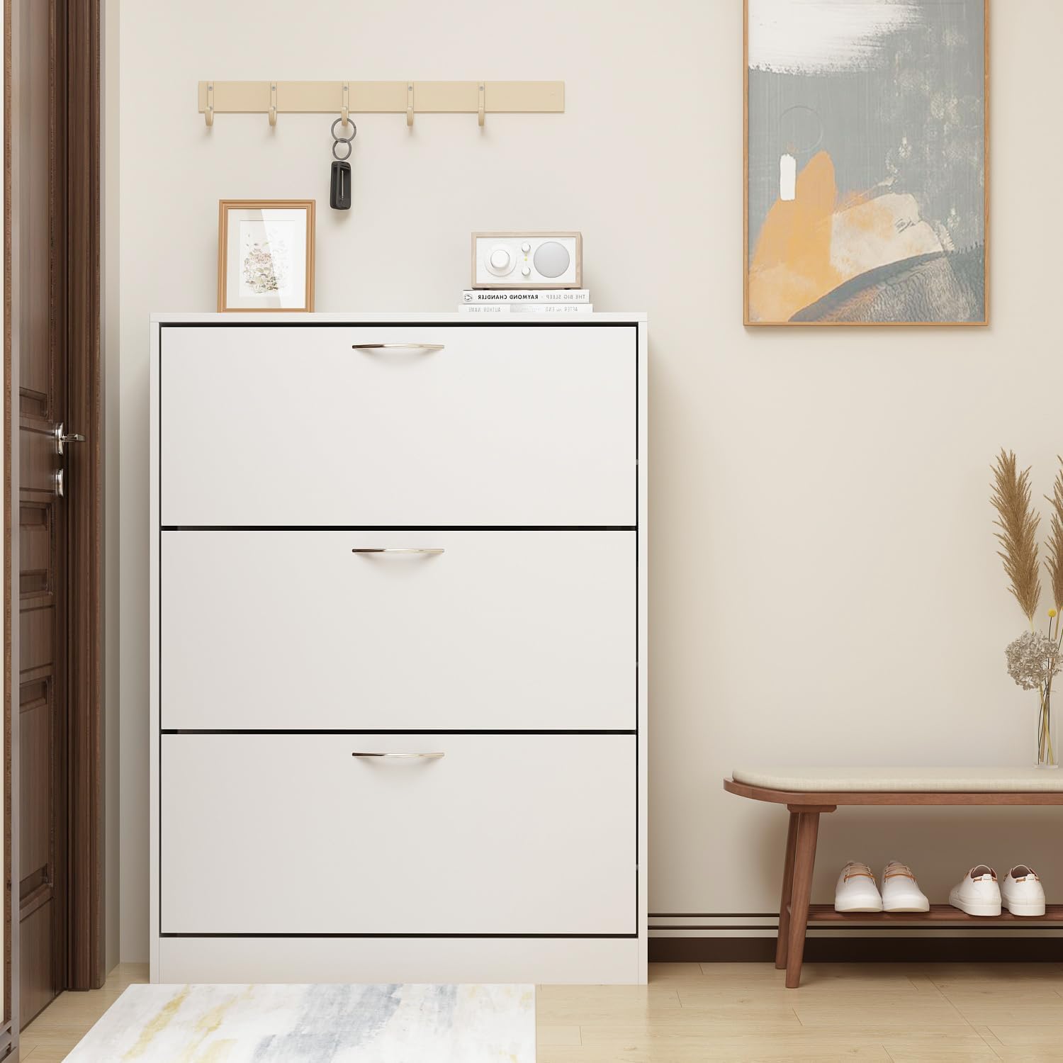 Timechee シューズボックス 靴箱 3段 スリム フラップ 最後 画像