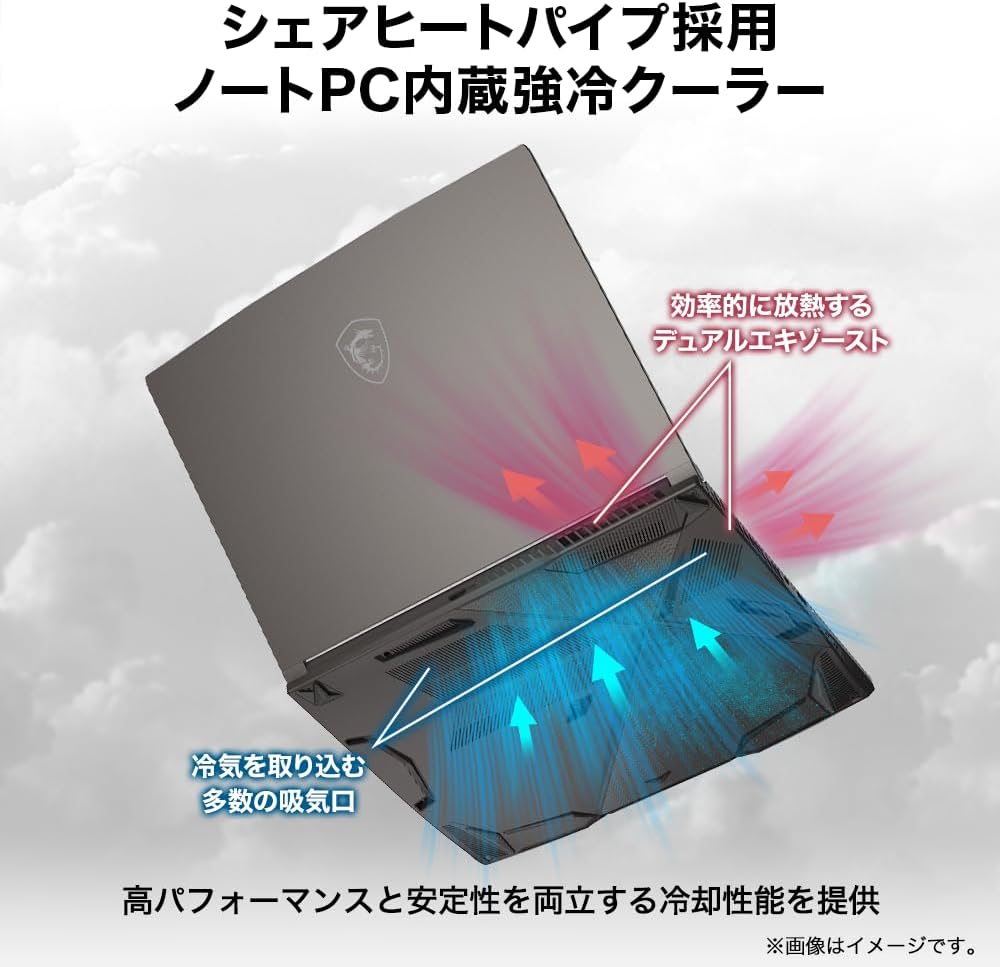 MSIゲーミングートPC ThinA15/メモリ16GB/SSD512GB/15.6インチ フルHD 144Hz/Ryzen77735HS/RTX4050 Thin-A15-B7VE-0352JP 中間 画像