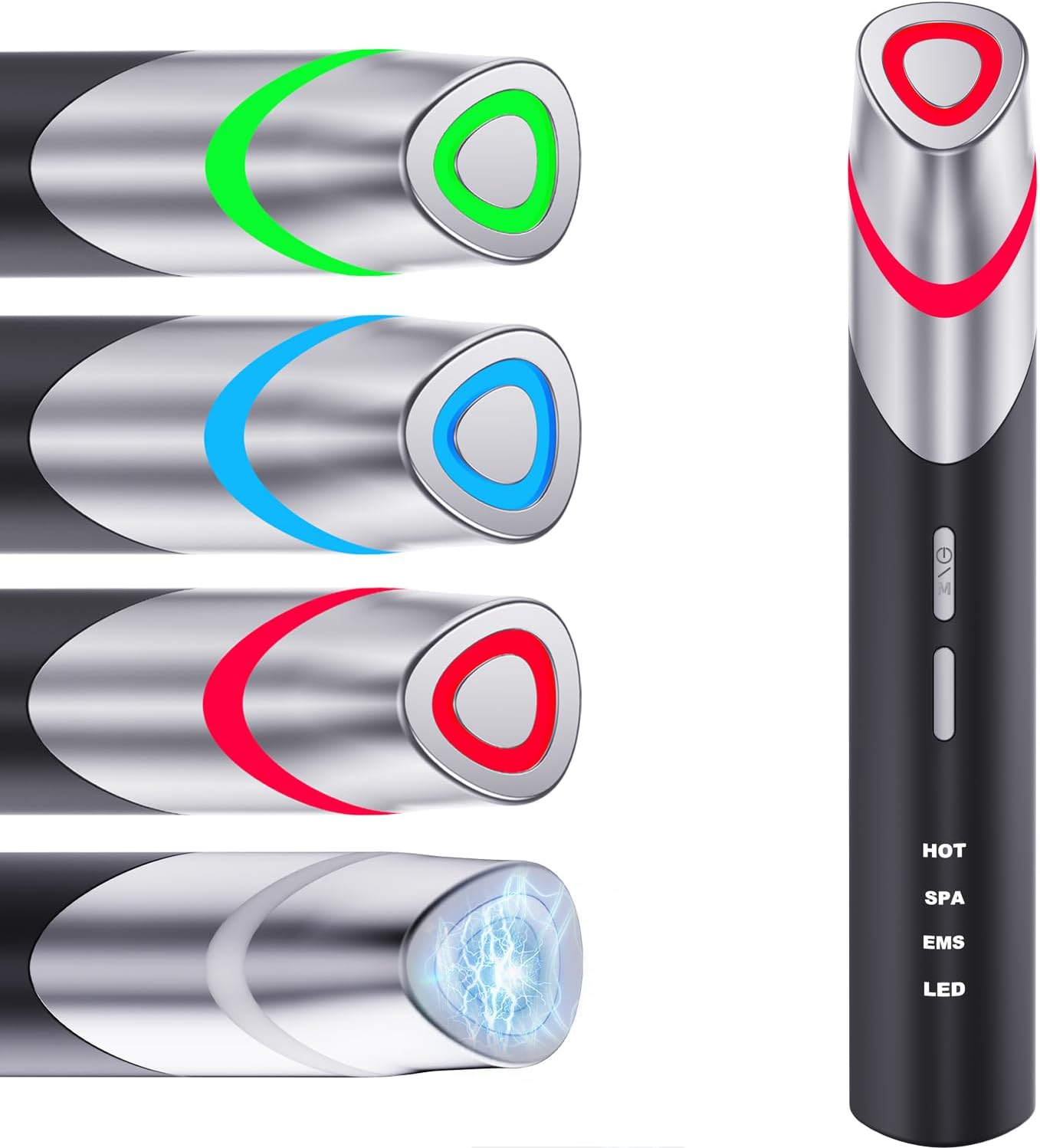 YOSINA オールインワン美顔器 EMS 目元美容器 赤 青 緑 3色LED 1台6役 自宅エステ AQE-RG プレゼント black 画像1
