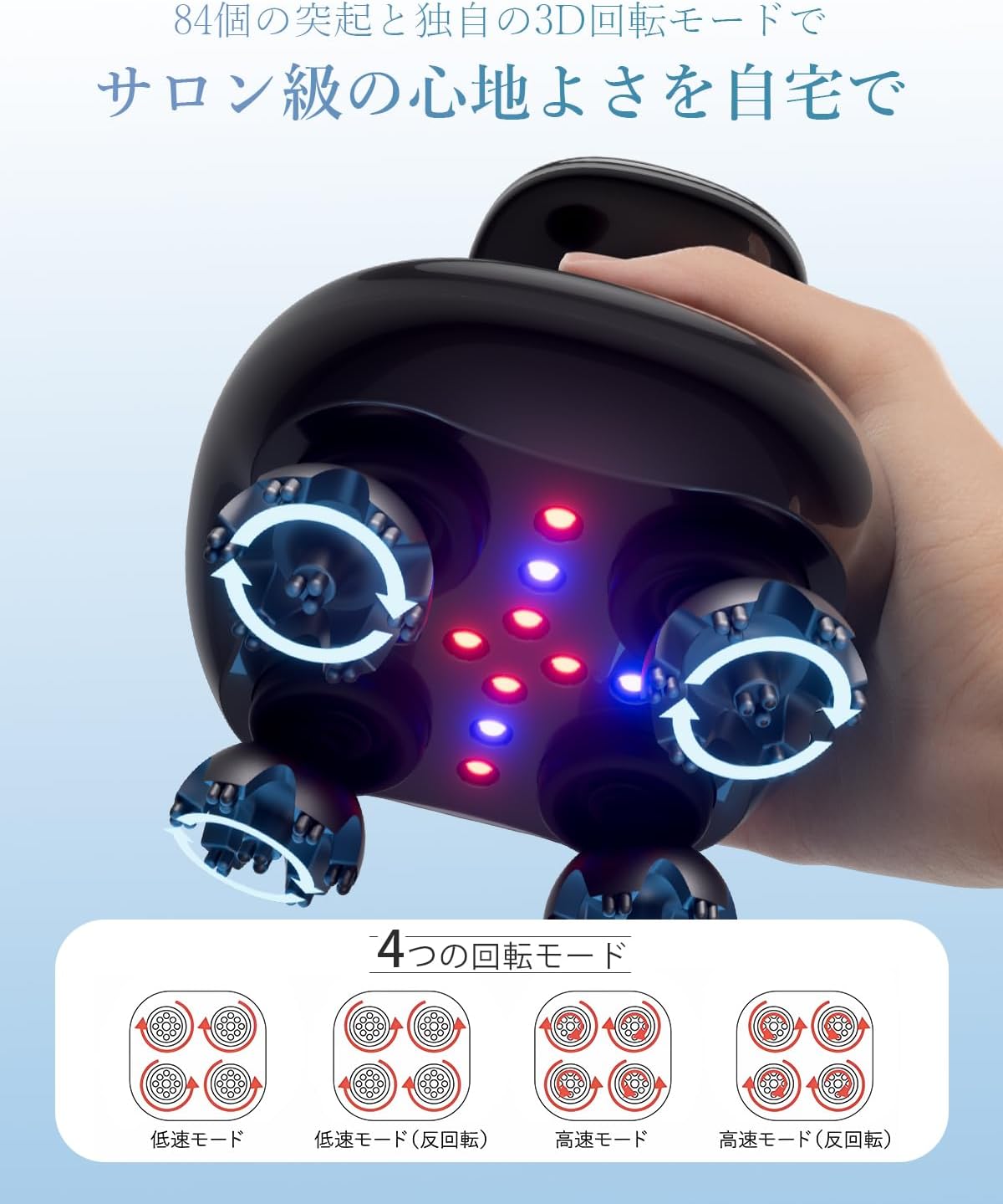 【2025新登場】 Hoxhyon ヘッドスパ 電動頭皮ブラシ 敬老の日【赤青W光搭載】 3D振動 頭皮洗浄 頭皮エステ スカルプケア 顔 全身適用 リラクゼーション器 自宅サロン お風呂 IPX7防水 低騒音設計 収納ケース付 美容家電 誕生日 プレゼント ギフト クリスマス 母の日 父の日 中間 画像