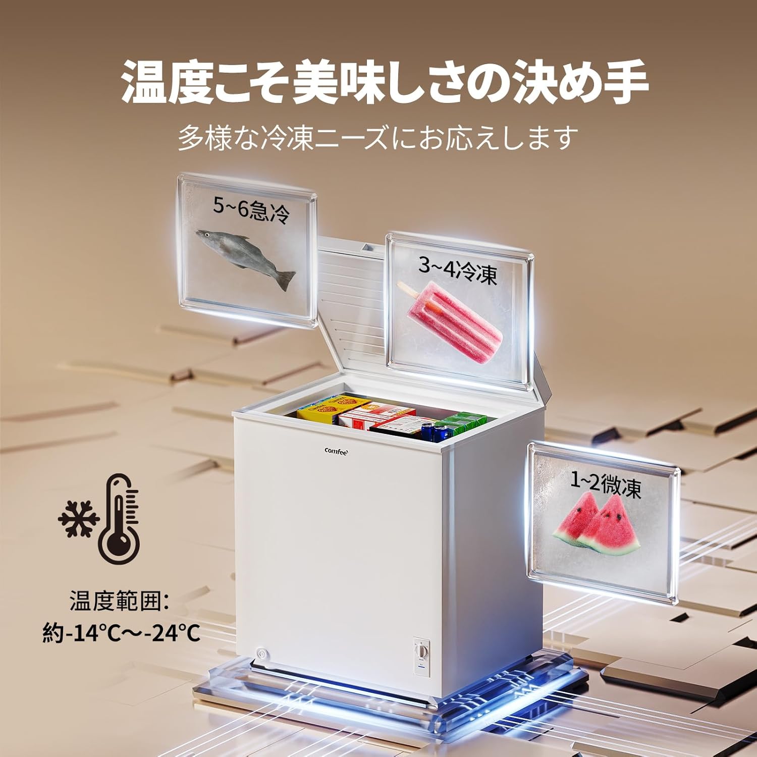 COMFEE 冷凍庫 198L 上開き RCC199WH 最後 画像