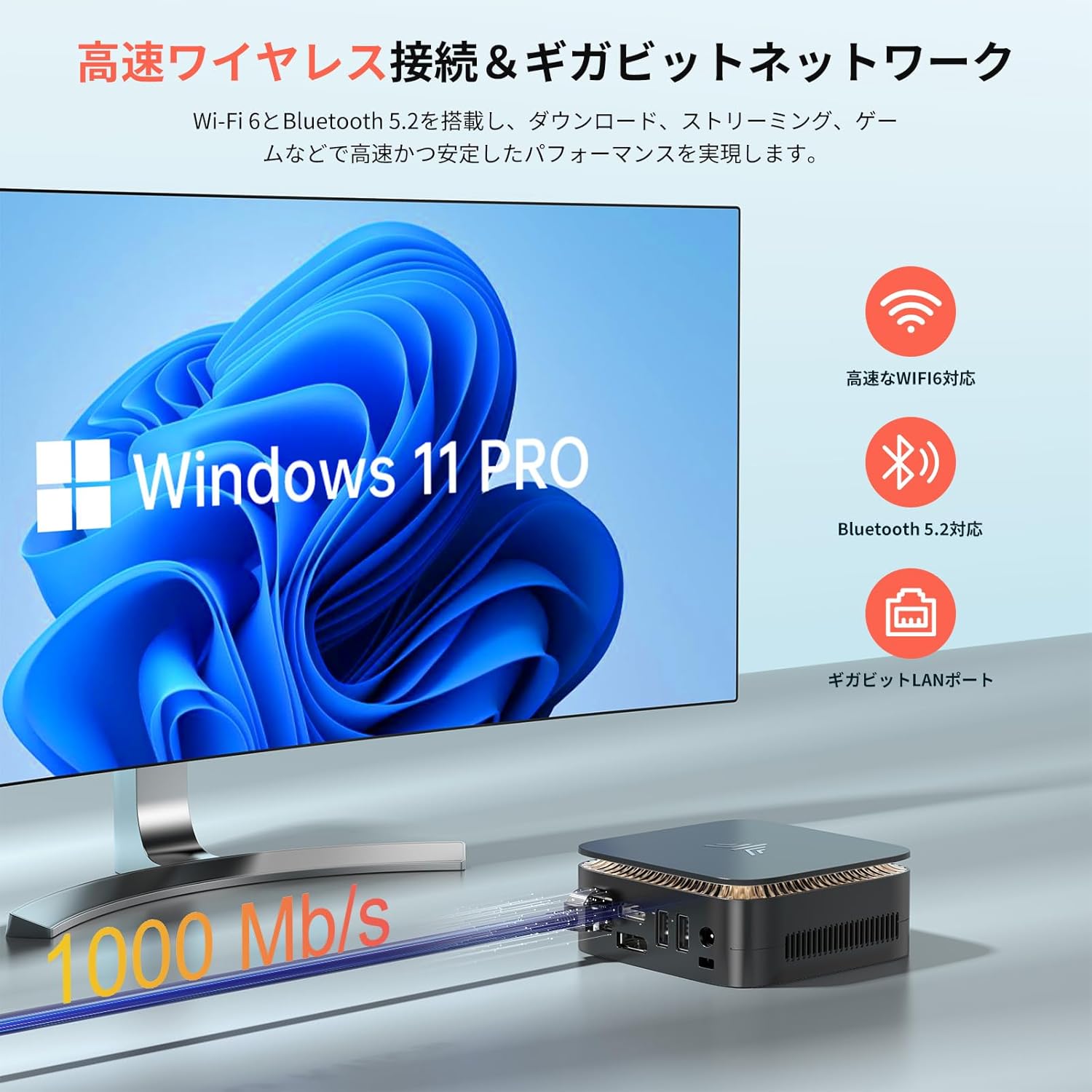 【2025新型・N150初登場】 ミニpc 最大3.60GHz WIFI6/BT5.2 mini pc インテル N150 ミニパソコン Windows11 Pro 8GB DDR4 256GB SSD 容量拡大可能 4C/4T 小型 4K@60Hz HDMI2.0+DP1.4 2画面 みにpc USB3.2/LANポート 省電力mini-pc 高速熱放散 静音 E1小型パソコン 中間 画像