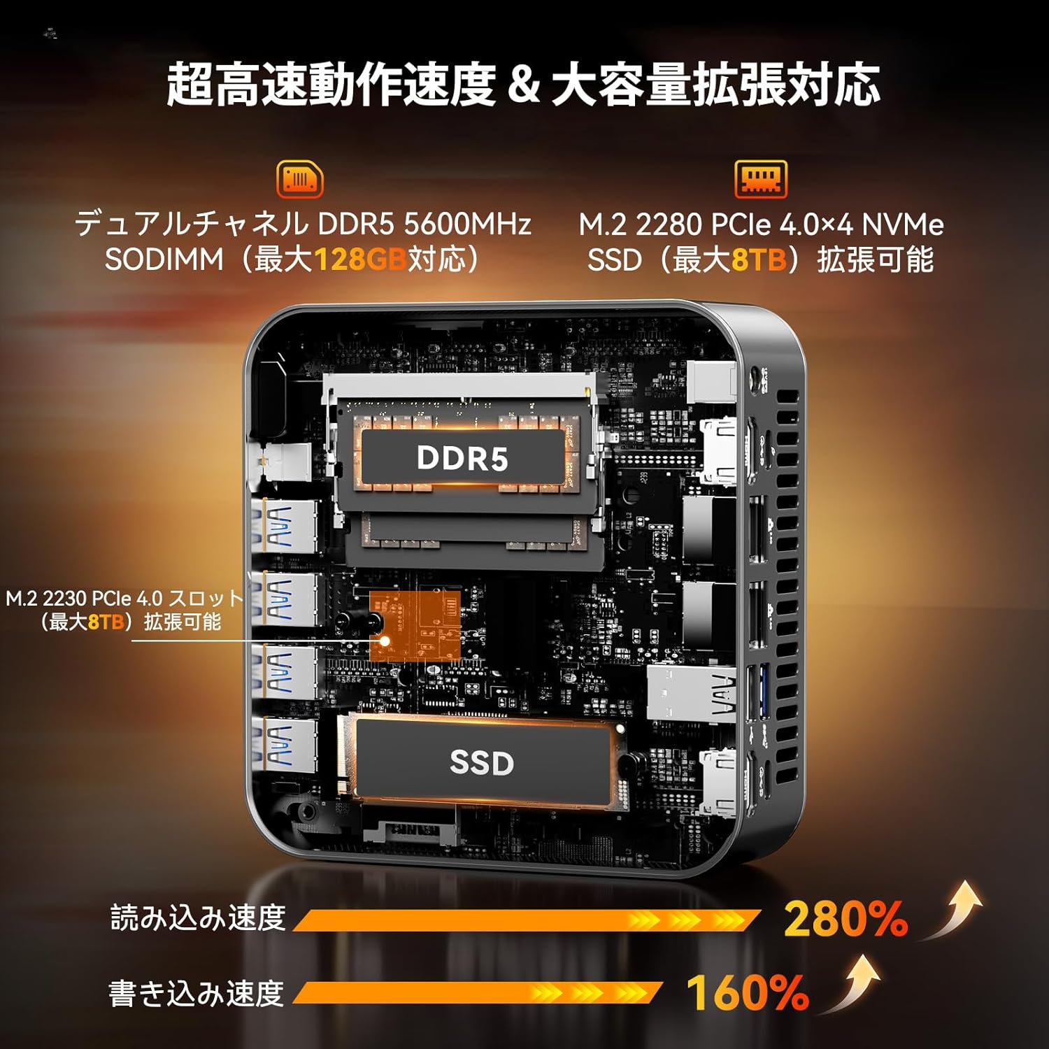 【2025新型・AI加速】GEEKOM A9 MAX AI ミニpc 世界最強のAMD Ryzen AI 9 HX 370搭載「128GB RAM+16TB SSD(最大拡張可能)」|4画面8K出力(USB4×2とHDMI2.1×2)|2.5G LAN×2 WiFi 7|Win11 Pro|3年保証|全金属ボディ・高効率放熱・低騒音|AI開発/ゲーミング/業務用|32GB DDR5+2TB SSD 中間 画像