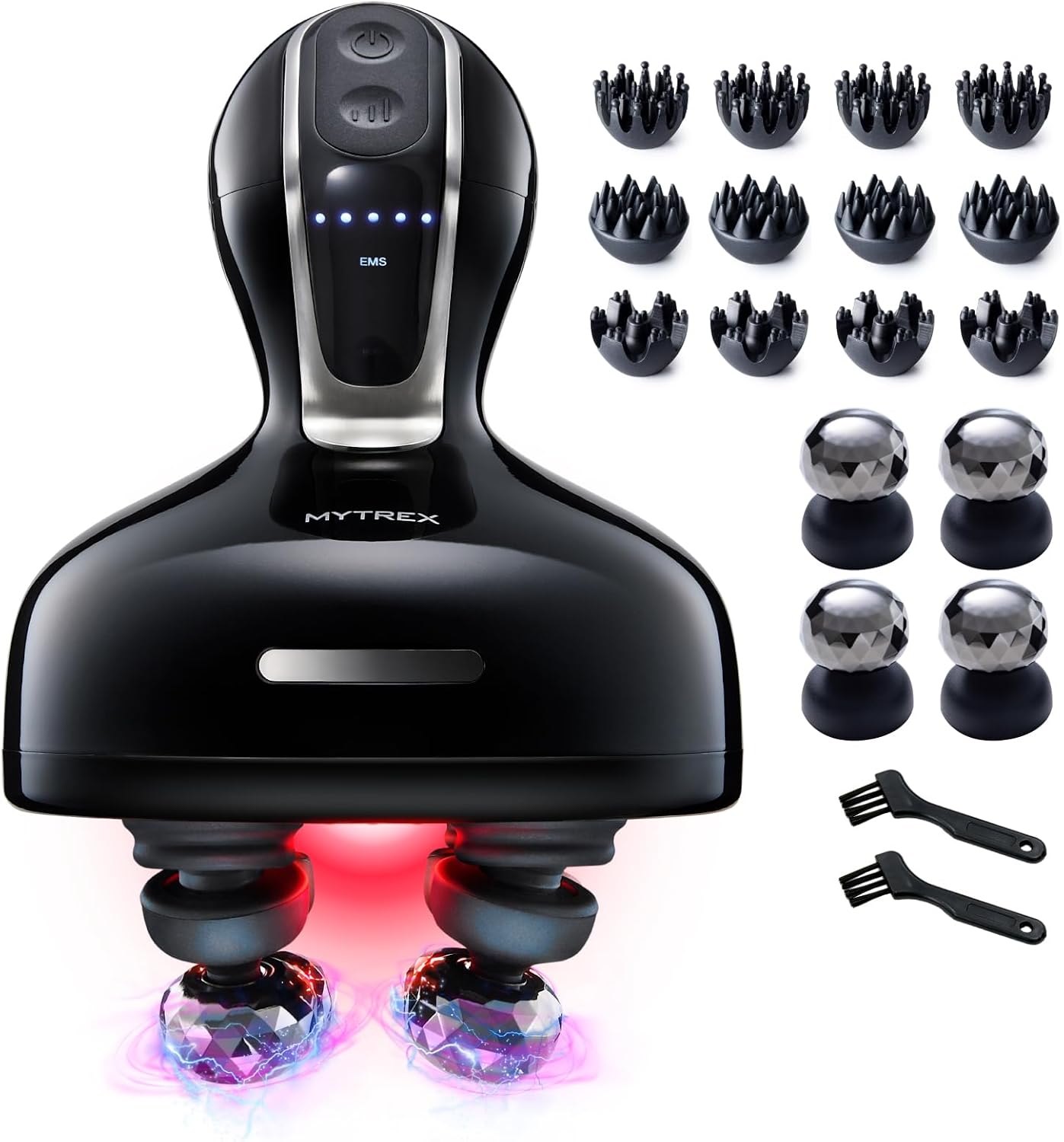 MYTREX マイトレックス EMS HEAD SPA DEEP X イオン電気針ヘッドスパ 頭皮 エステ 導入導出 EMS 赤色LED フェイスケア 電動頭皮ブラシ スカルプ デンキバリ 美容家電 防水 コードレス プレゼント マイトレックス ディープエックス MT-HSDX-24B 画像1
