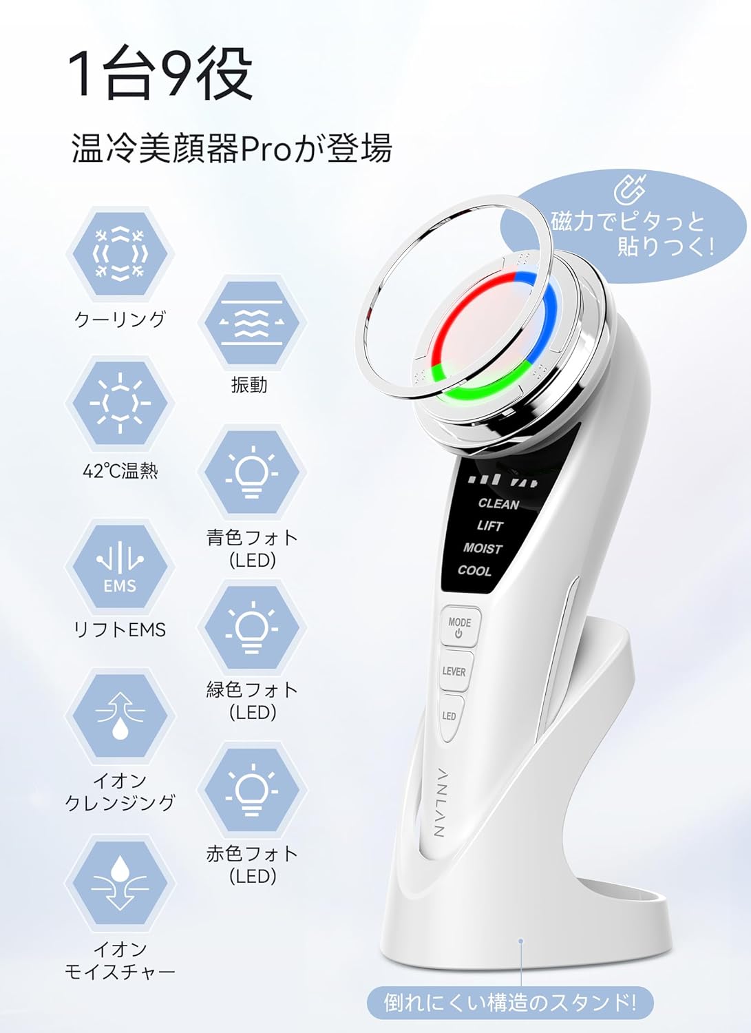 【美容家評価】ANLAN 温冷美顔器 PRO 1台9役 温冷ケア 3色光 多機能美顔器 ems 目元 口元 毛穴ケア 最後 画像