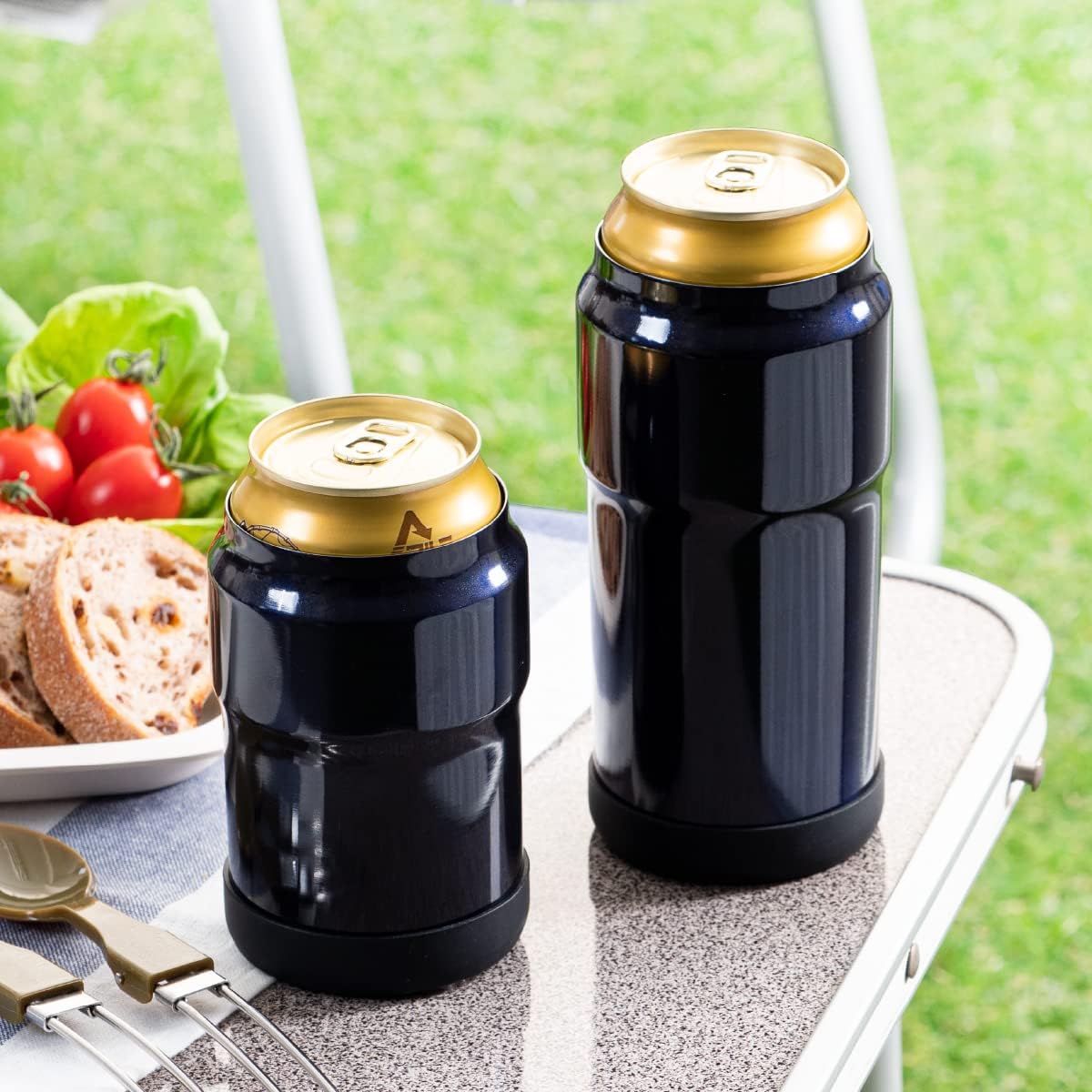 アトラス 保冷缶ホルダー ネイビー 350ml 500ml缶 冷たい 真空断熱 アウトドア AWCH-350-500NVset 1枚目 画像