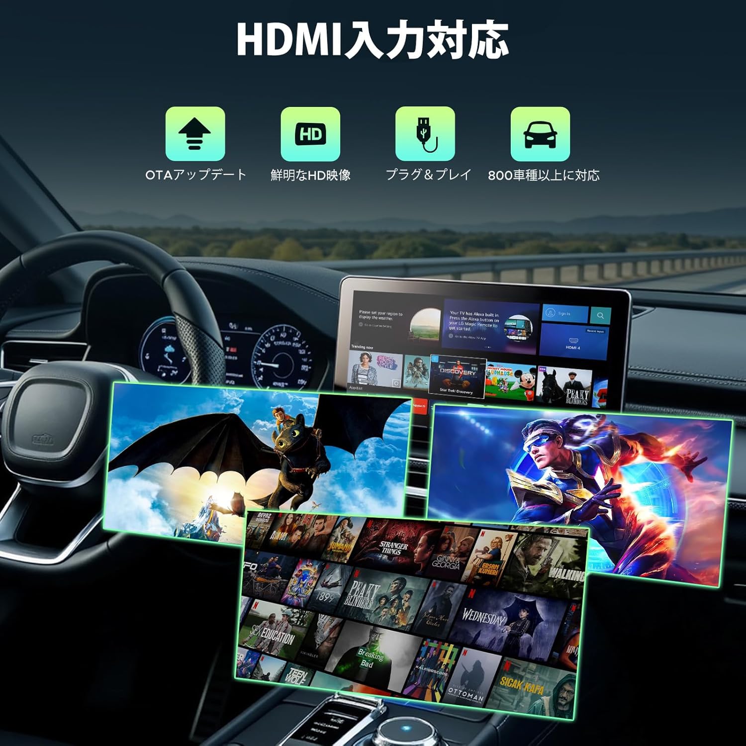 LAMTTO ワイヤレス CarPlay アダプター (兼用テレビスティック) wireless カープレイ無線化 純正有線CarPlay対応車専用 中間 画像