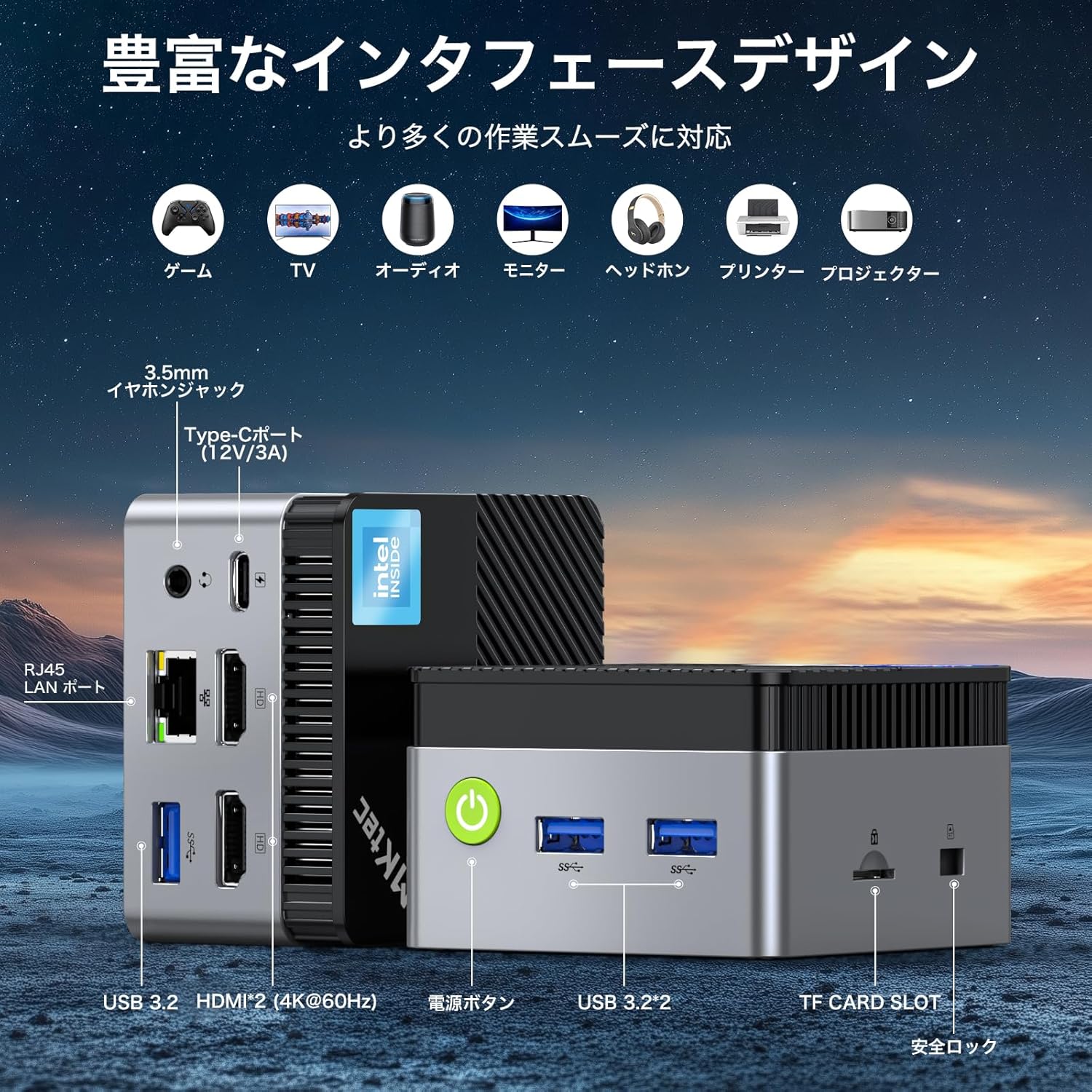 【世界最小 ミニpc 164g】GMKtec mini pc NucBox G5｜第12世代 N97 搭載｜N150より高速｜Windows 11 Pro｜DDR5 12GB+256GB SSD｜4コア/4スレッド 最大3.6GHz｜静音 小型パソコン ミニパソコン｜ゲーミング 業務用｜WIFI5 BT5.0 4Kデュアル出力 有線LAN 中間 画像