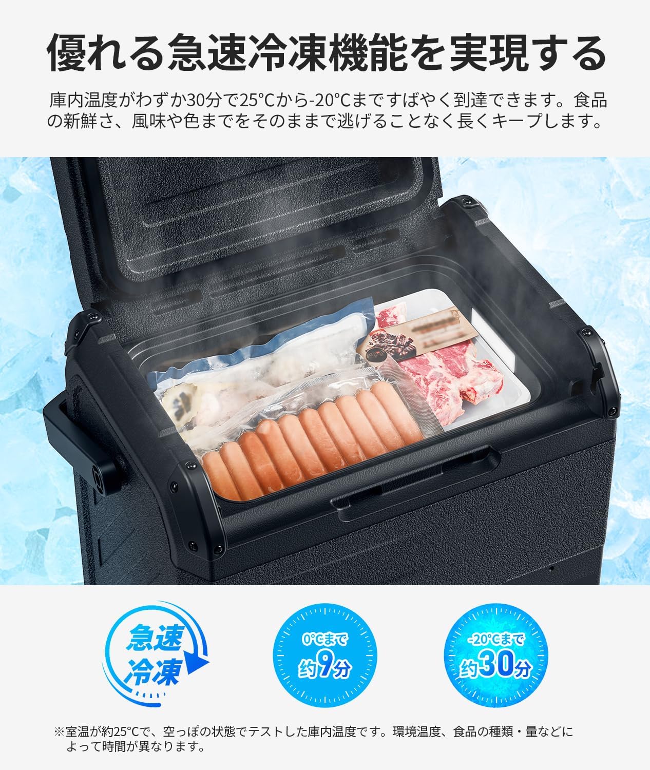 EENOUR 車載冷蔵庫 D18 ポータブル冷蔵庫 両開きフタ コンプレッサー式 中間 画像