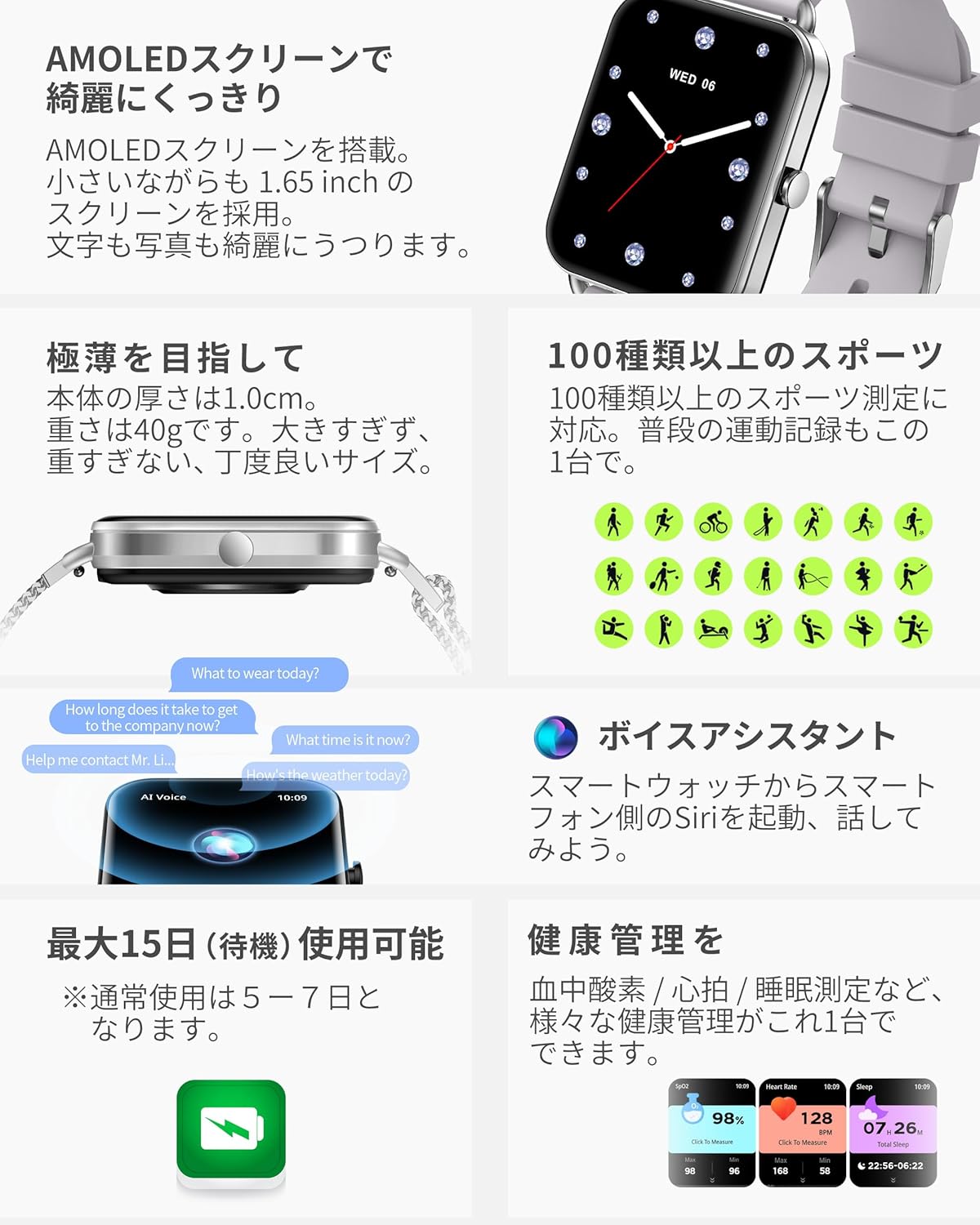 MONOMAM Primo スマートウォッチ レディース 中間 画像