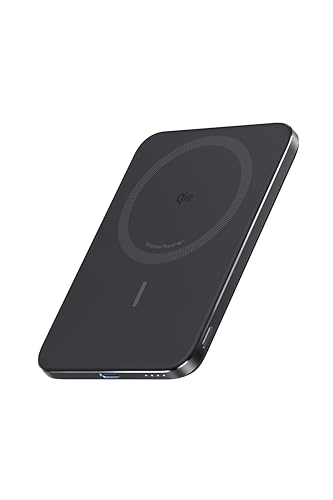 Anker Nano Power Bank (5000mAh, MagGo, Slim) Qi2認証 ワイヤレス充電 最大出力15W MagSafe対応 マグネット式ワイヤレス充電対応 コンパクト 薄型 8.6mm 小型 iPhone 17 / 16 / 15シリーズ / Air 対応 (ブラック) 画像1