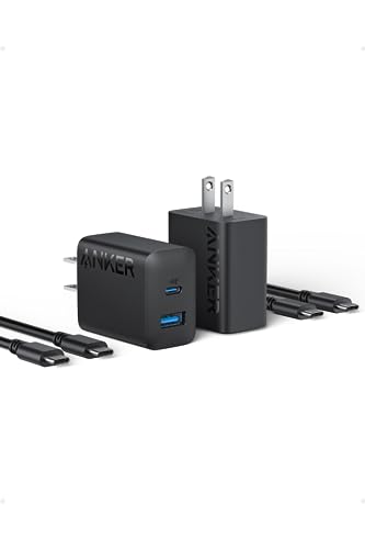 Anker Charger (20W, 2-Port) with USB-C & USB-C ケーブル 2個セット (20W USB-C＆USB-Cケーブル付属 2ポート急速充電器)【PSE技術基準適合/USB PD対応/PowerIQ搭載/コンパクトサイズ】 Android スマートフォン iPad その他 各種機器対応 (ブラック) 画像1