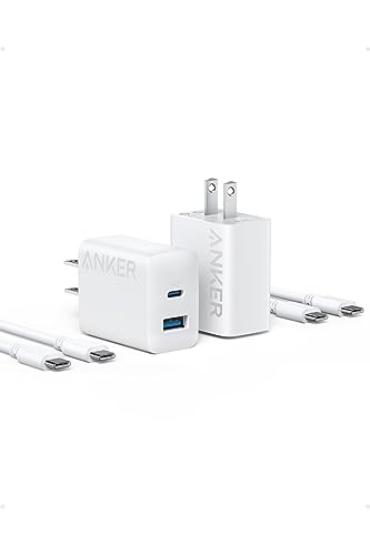 Anker Charger (20W, 2-Port) with USB-C & USB-C ケーブル 2個セット (20W USB-C&USB-Cケーブル付属 2ポート急速充電器)【PSE技術基準適合/USB PD対応/PowerIQ搭載/コンパクトサイズ】 Android スマートフォン iPad その他 各種機器対応 (ホワイト) 1枚目 画像