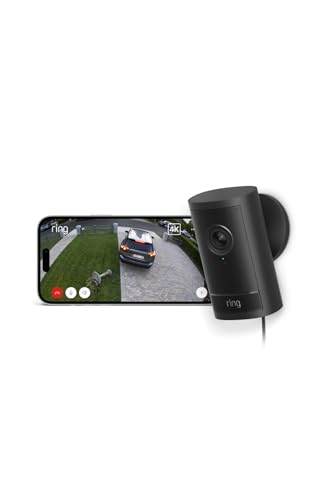【New】Ring Outdoor Cam Pro Plug-in (リング アウトドアカム プロ 電源アダプターモデル) | 高画質・広角の4Kビデオ屋外防犯カメラ | 10倍ズーム・モーション検知搭載 | Ring Home プラン30日間無料体験付き - ブラック 画像1