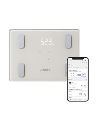 オムロン 体重 体組成計 カラダスキャン モカベージュ KRD-403T-BG スマホ連動 データ自動転送 自動認識 乗るだけで測定開始 A4サイズのコンパクト設計 体脂肪率 BMI 骨格筋率 1枚目 画像