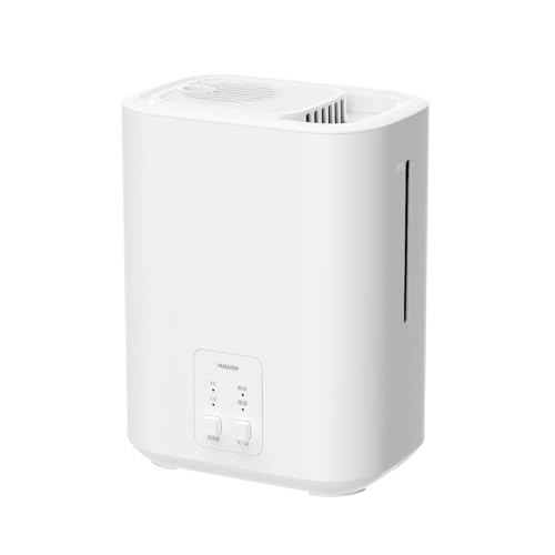 [山善] 加湿器 加熱式 スチーム式 上から給水 (和室6畳/洋室10畳) アロマ 卓上 タンク丸洗い 空焚き防止 加湿量2段階調節 寝室 ホワイト AMKS-AMA30 画像1