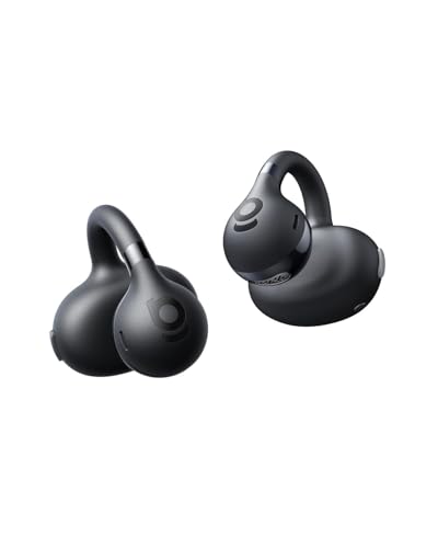 Baseus Bass BC1 イヤーカフ イヤホン ワイヤレスイヤホン オープンイヤー 【 最大38時間再生 / Bluetooth 6.0 / ベースブースト機能 / IP55防水 / 専用アプリ/大音量 音漏れ防止 】 耳を塞がない 耳挟み式 完全ワイヤレス 開放型 急速充電対応 マルチポイント接続 (ブラック) 1枚目 画像