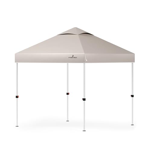 PYKES PEAK (パイクスピーク) ワンタッチ タープテント 2m×2m 大型 【 組み立て簡単 シルバーコーティング UVカット 遮光 耐水加工 4段階調整 風抜けベンチレーション 】 日除け 日よけ キャンプ アウトドア イベント タープ テント (ライトベージュ) 画像1