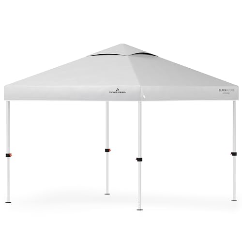 PYKES PEAK (パイクスピーク) ワンタッチ タープテント 3m×3m 大型 【 組み立て簡単 ブラックコーティング UVカット 99.99% 遮光 高耐水加工 風抜けベンチレーション 4段階調整 】 紫外線カット 日除け 日よけ キャンプ アウトドア イベント BLACKCOOL タープ テント (オーフホワイト) 画像1
