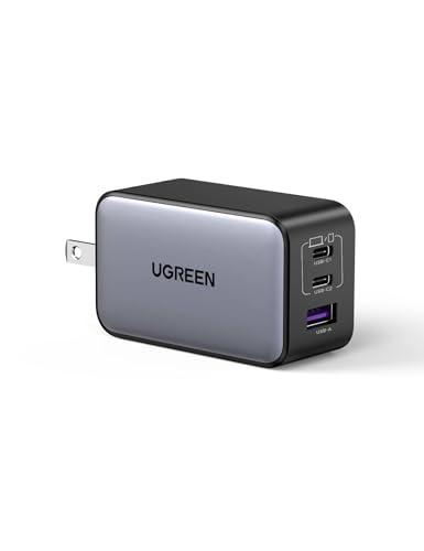 UGREEN Nexode 65W 急速 充電器 Type-C【純正品】3ポート【USB-C *2とUSB-A*1】PD3.0 PPS GaNII 折り畳み式 iphone17/16/15/MacBook/iPad/Galaxy/Android/PC/45w/30w対応 PSE適合 [ブラック] 画像1