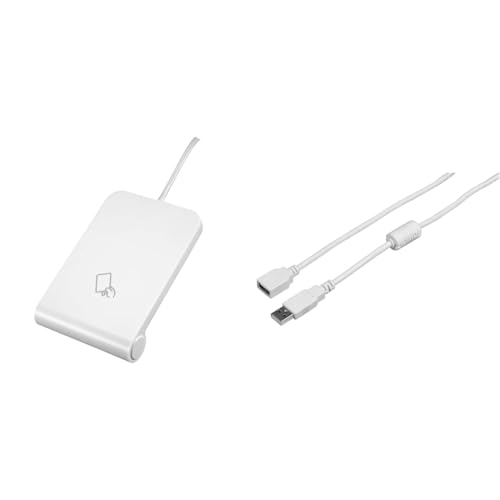 【セット買い】IODATA ICカードリーダーライター マイナンバー 病院 クリニック 受付 本人確認 医師資格証 薬剤師資格証 HPKIカード 電子車検証 マイナ免許証 USB-NFC4/E＋IODATA 延長ケーブル US2-EXT200 画像1