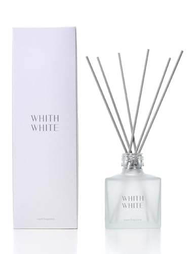 【インテリアに溶け込む】WHITH WHITE(フィス ホワイト) ルームフレグランス ギフト 香りが変化する 爽やか 優しい香り リードディフューザー 芳香剤 スティック付き 200ml 約2.5ヶ月分 サボン (Beautiful in White) 画像1