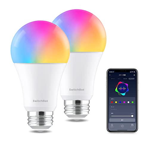 SwitchBot LED電球 スマートライト Alexa スマートホーム - スマート電球 E26 スイッチボット 調光調色 広配光 800lm 60W形相当 電球色・昼白色対応 RGBCWマルチカラー 1600万色 間接照明 Google Home IFTTT イフト Siri SmartThings に対応(2個パック) 画像1