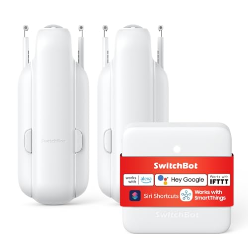 SwitchBot スマートリモコン ハブミニ カーテン 第3世代 - Alexa スイッチボット 赤外線家電を管理 Google Home IFTTT イフト Siriに対応 スマートホーム 遠隔操作 取付簡単 ソーラーパネルで充電可能 U型/角型レールに対応（ハブミニ＋カーテン第3世代 2個） 画像1